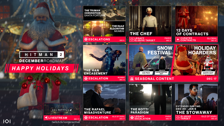 Hitman 2 December Roadmap Celebrates the Holidays with Themed Seasonal Content